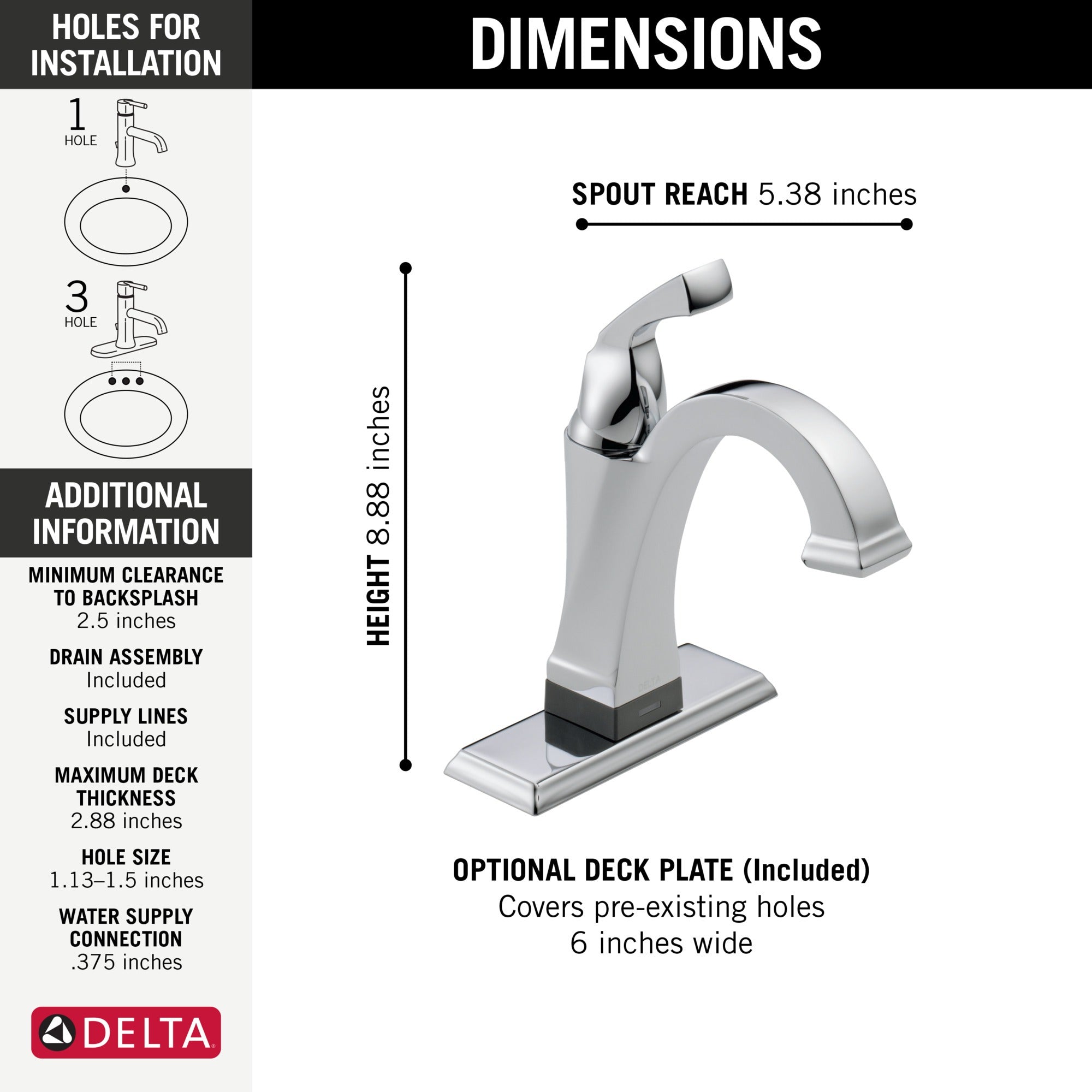 Delta Dryden™ Touch2O® Bathroom Faucet with Touchless Technology