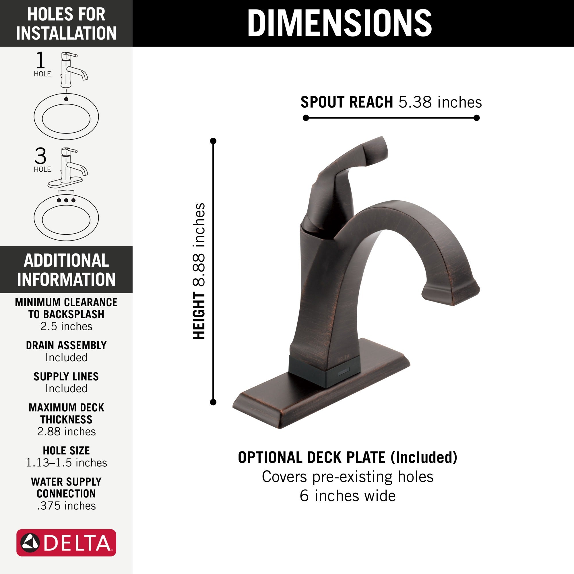 Delta Dryden™ Touch2O® Bathroom Faucet with Touchless Technology