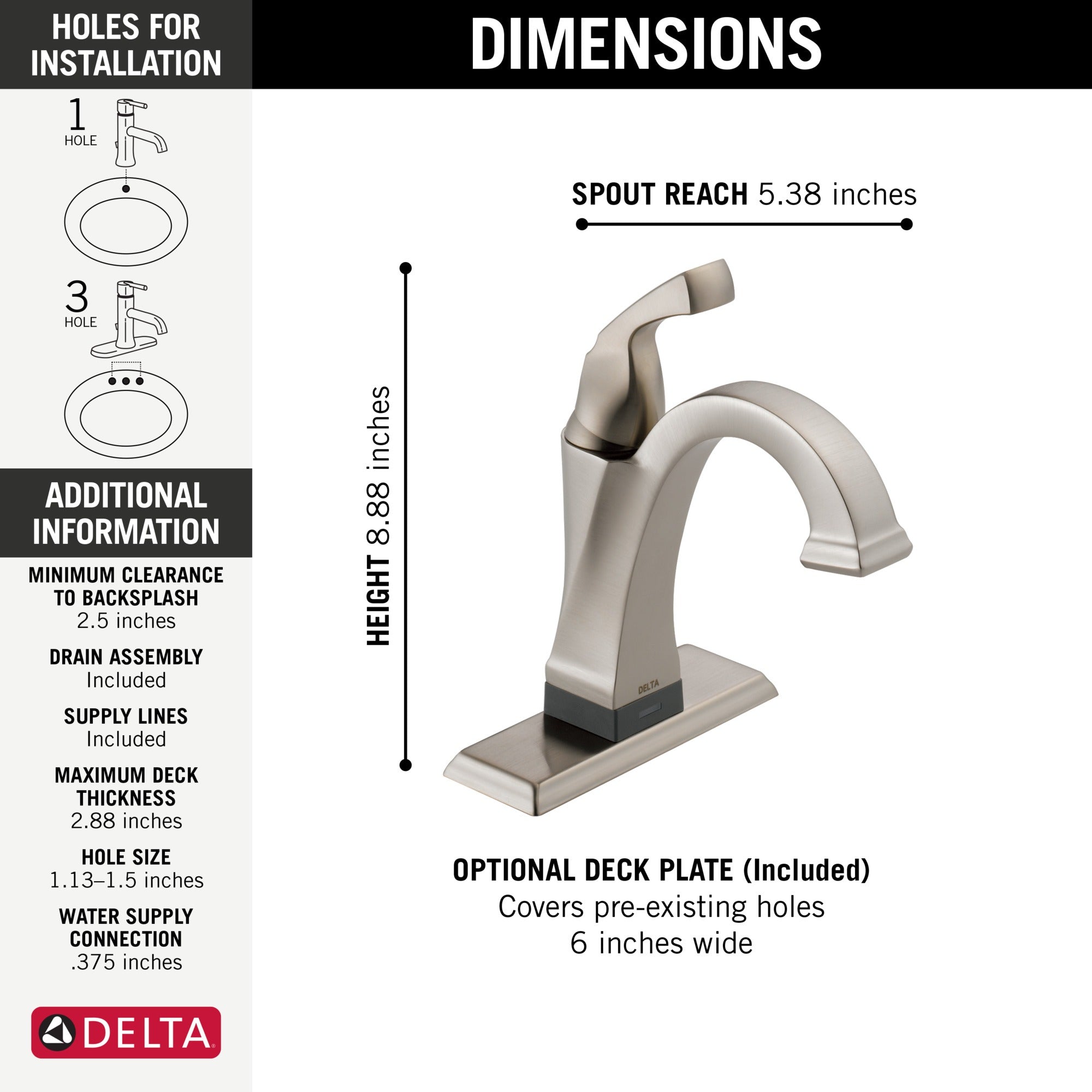 Delta Dryden™ Touch2O® Bathroom Faucet with Touchless Technology