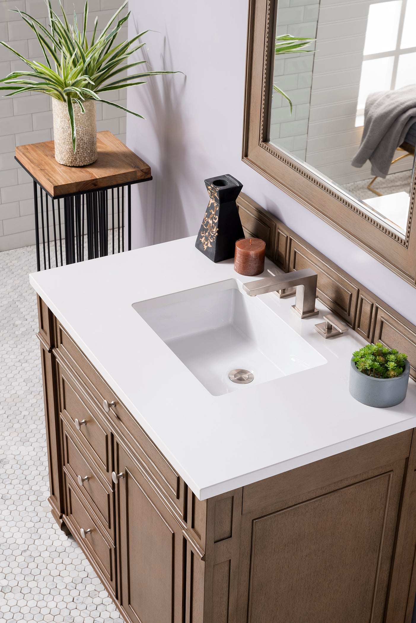 James Martin Bristol 36" Single Vanity in Whitewashed Walnut with 3cm Countertop
