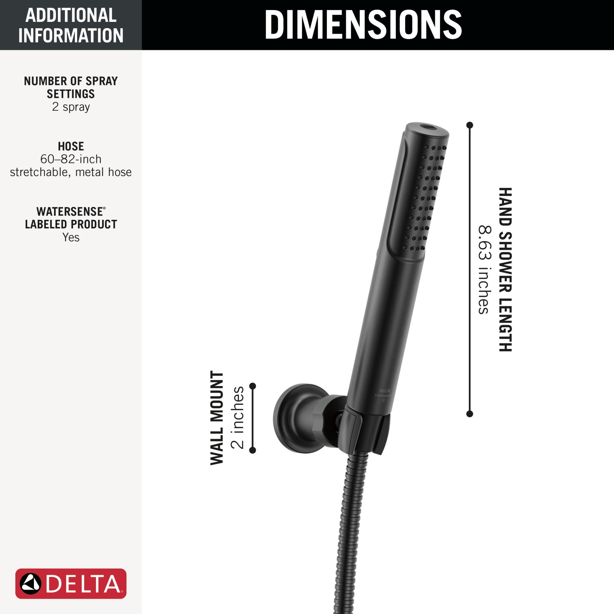 Delta Universal Showering Components 2-Setting Hand Shower with ProClean™ Spray – Wall Mount