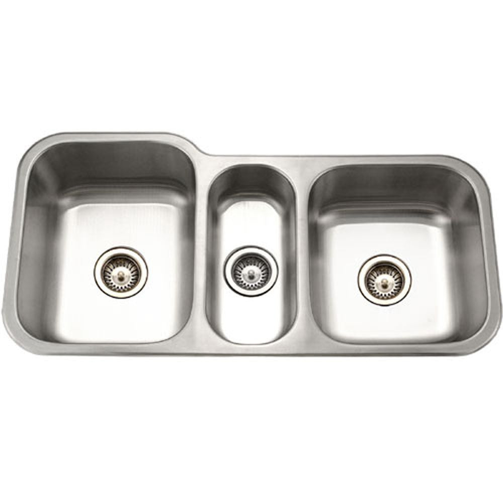 Houzer Medallion 40 inch Stainless Steel Undermount Triple Bowl Kitchen Sinks - MGT-4120