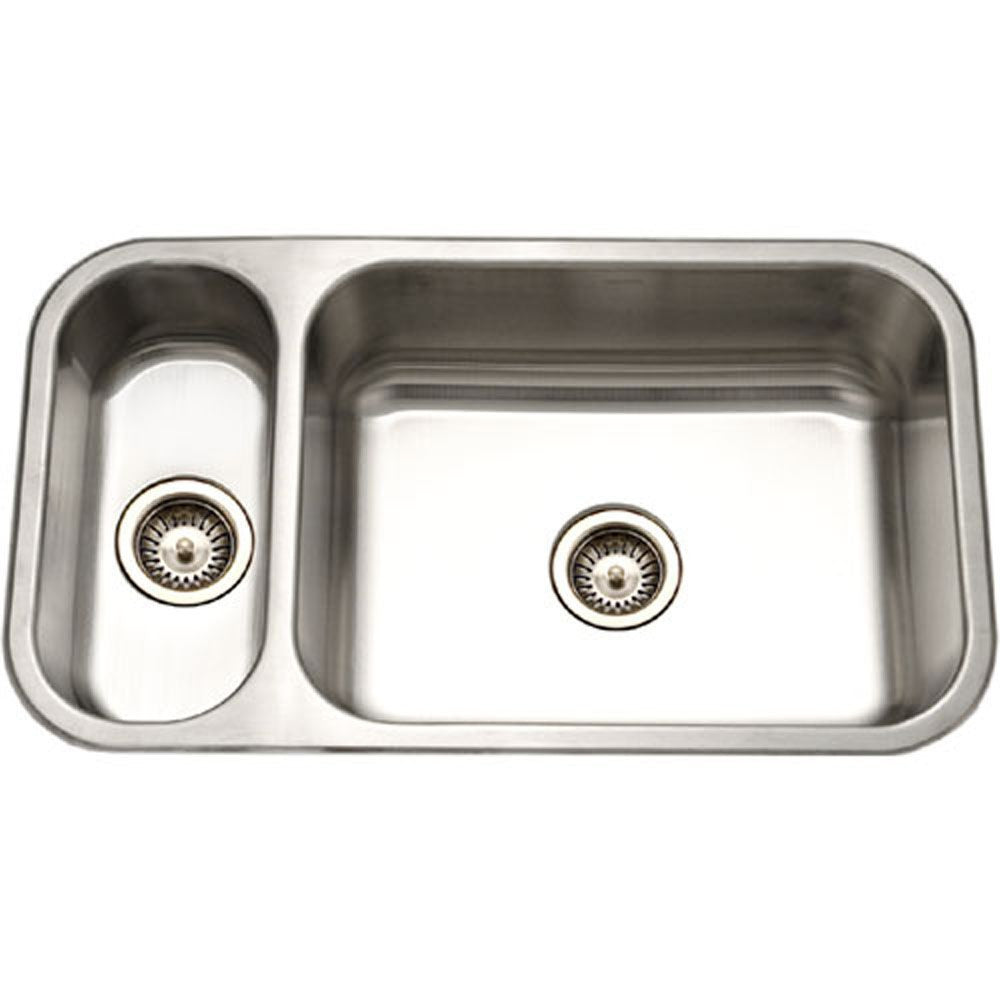 Houzer Elite 31 inch Stainless Steel Undermount 80/20 Small Left Double Bowl Kitchen Sink - EHD-3118
