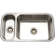 Houzer Elite 31 inch Stainless Steel Undermount 80/20 Small Left Double Bowl Kitchen Sink - EHD-3118