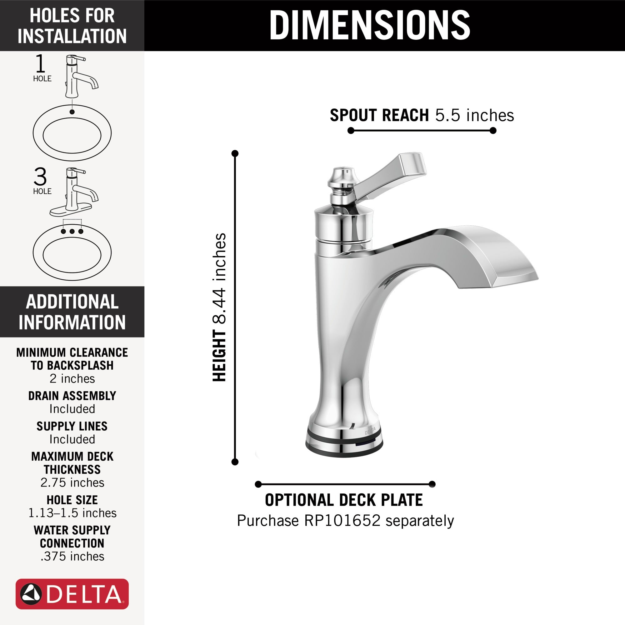 Delta Dorval™ Touch2O® Bathroom Faucet with Touchless Technology