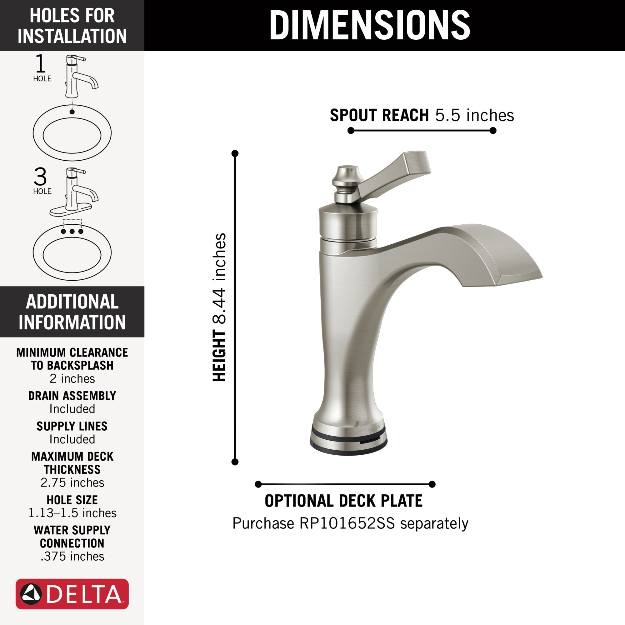 Delta Dorval™ Touch2O® Bathroom Faucet with Touchless Technology