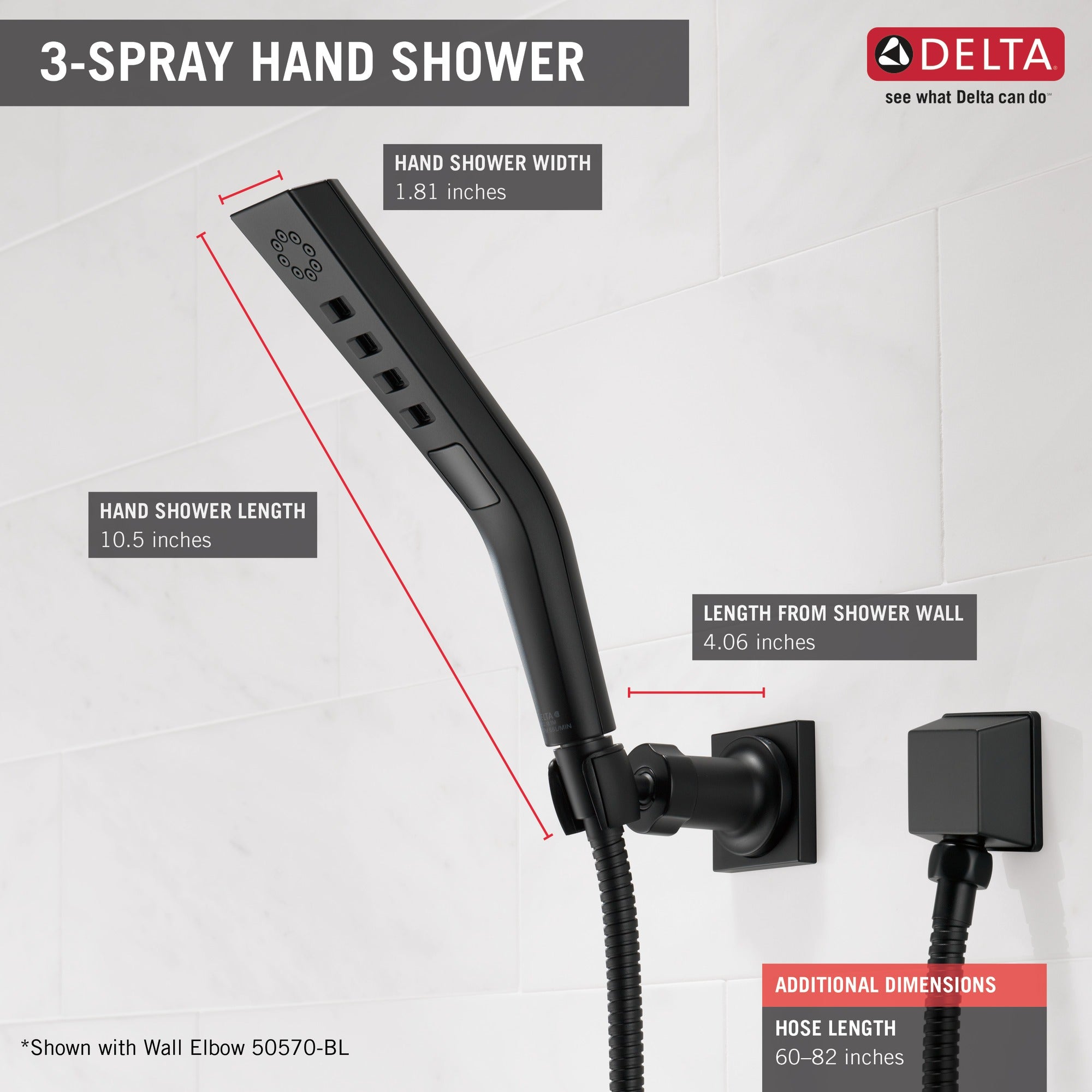 Delta Universal Showering Components H2OKinetic® 3-Setting Wall Mount Hand Shower