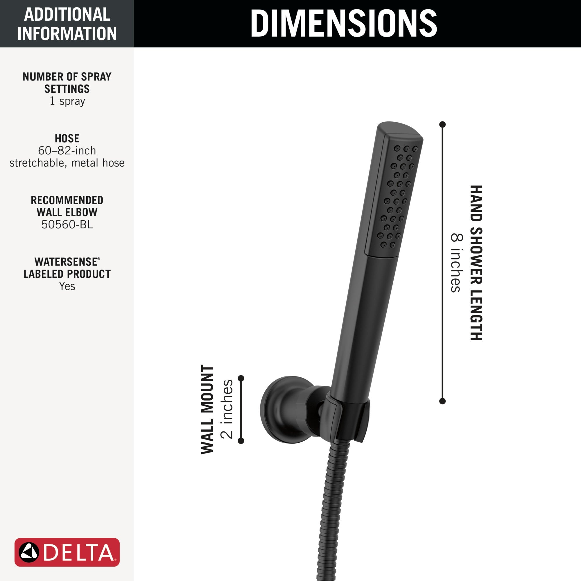 Delta Universal Showering Components Premium Single-Setting Adjustable Wall Mount Hand Shower