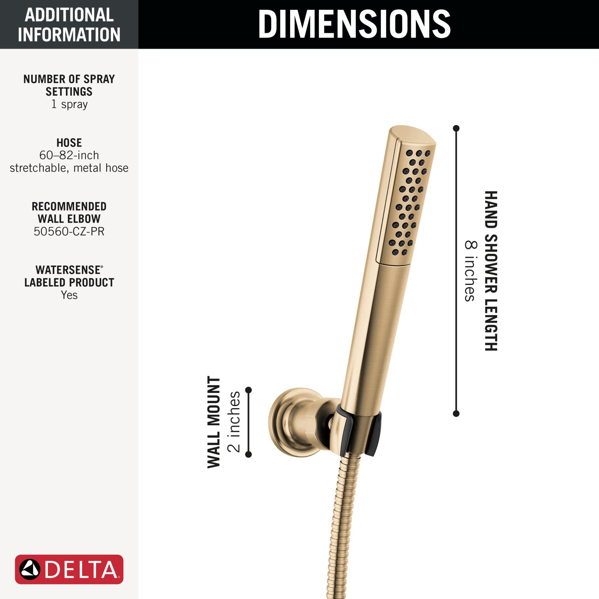 Delta Universal Showering Components Premium Single-Setting Adjustable Wall Mount Hand Shower