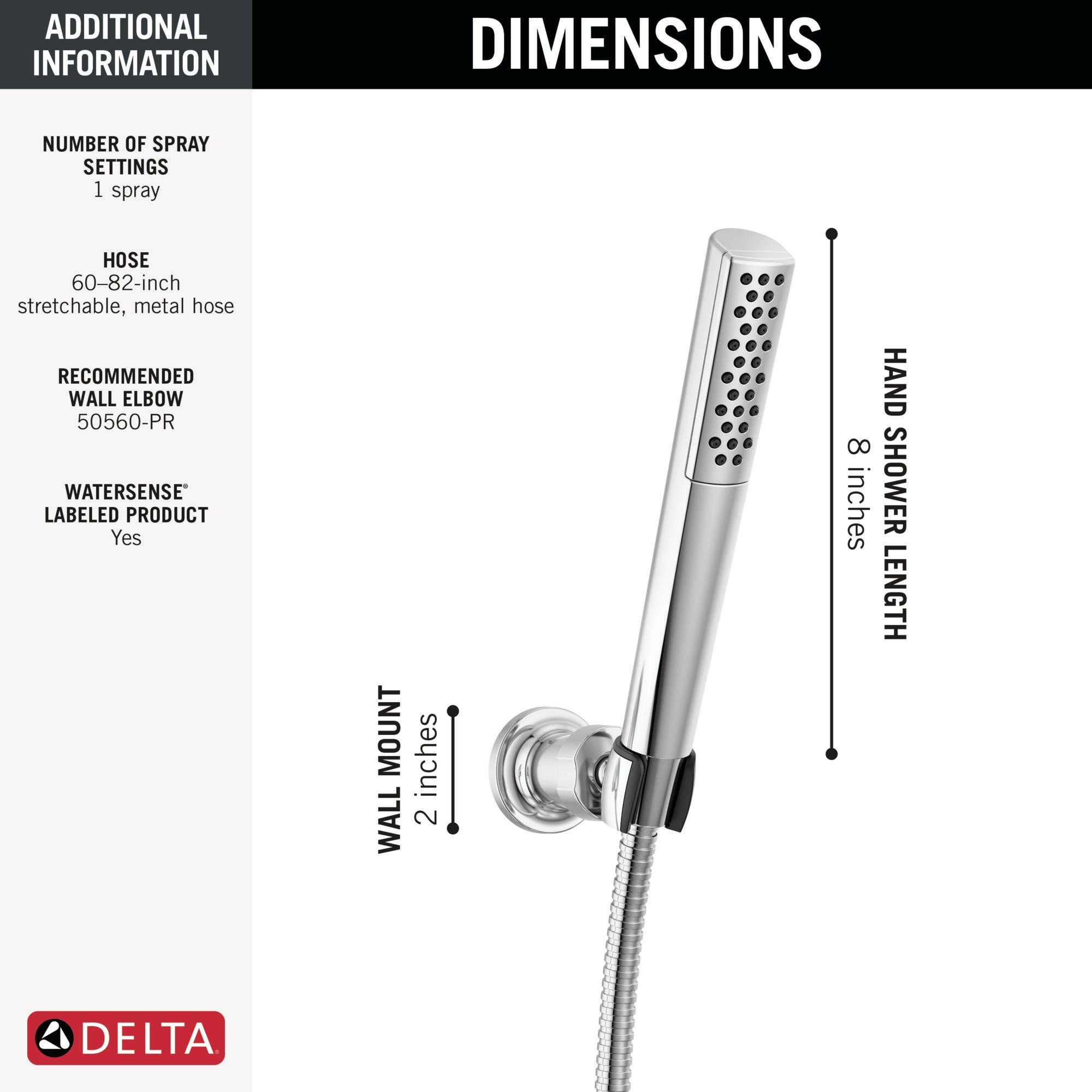 Delta Universal Showering Components Premium Single-Setting Adjustable Wall Mount Hand Shower