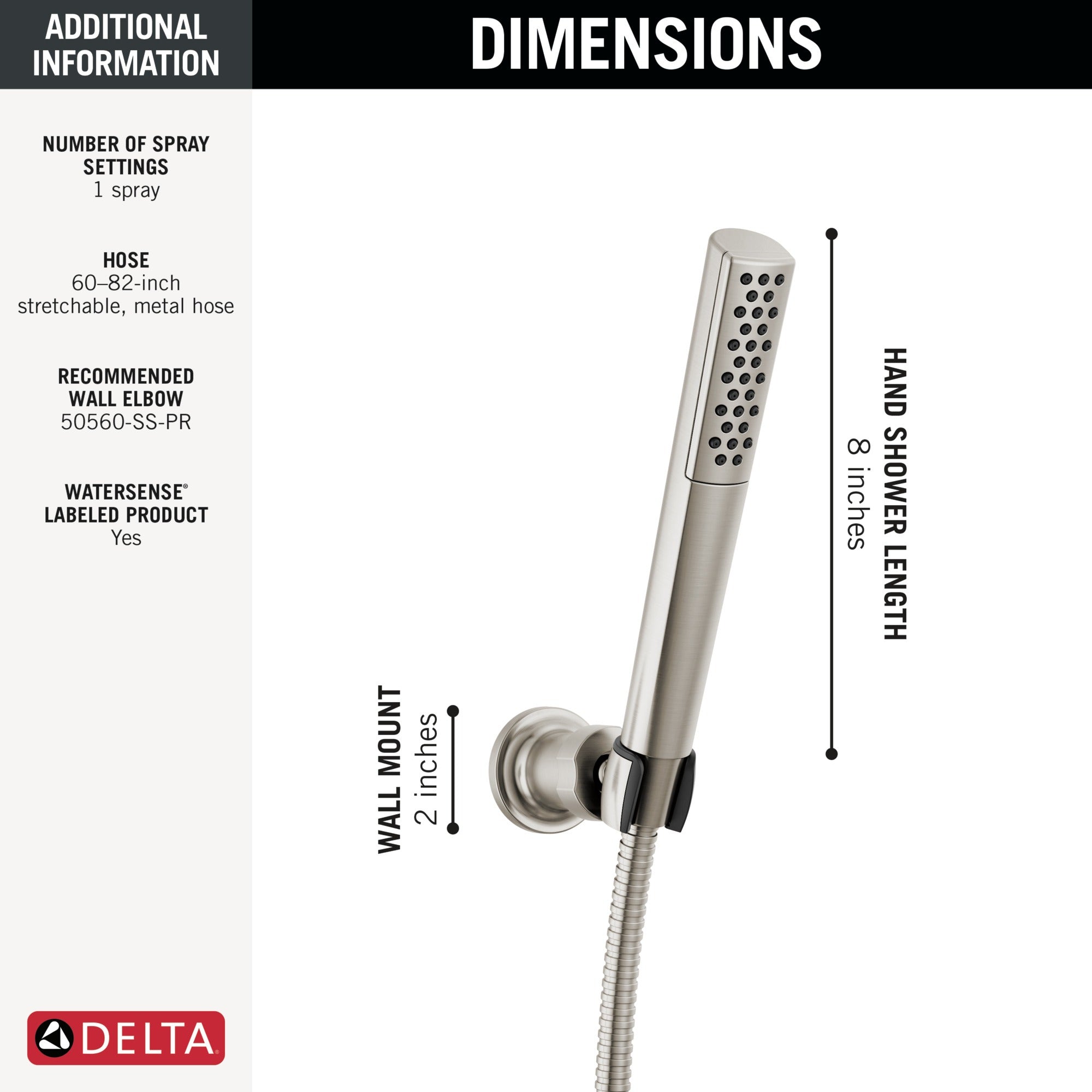 Delta Universal Showering Components Premium Single-Setting Adjustable Wall Mount Hand Shower