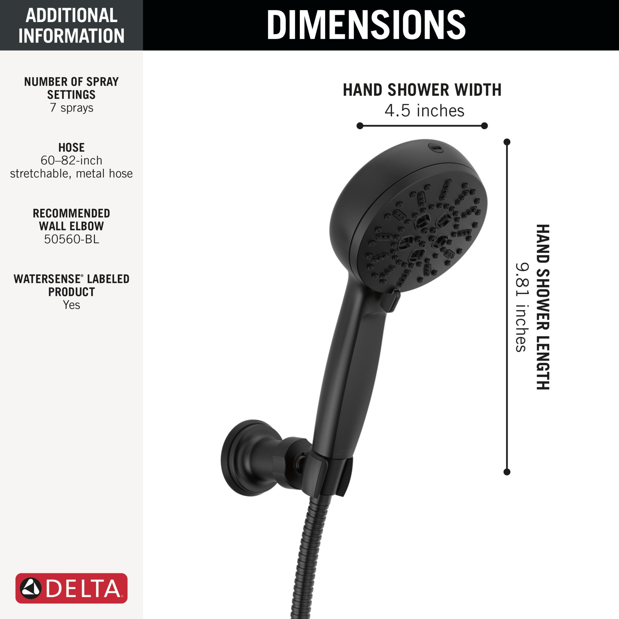 Delta Universal Showering Components 7-Setting Wall Mount Hand Shower with Cleaning Spray