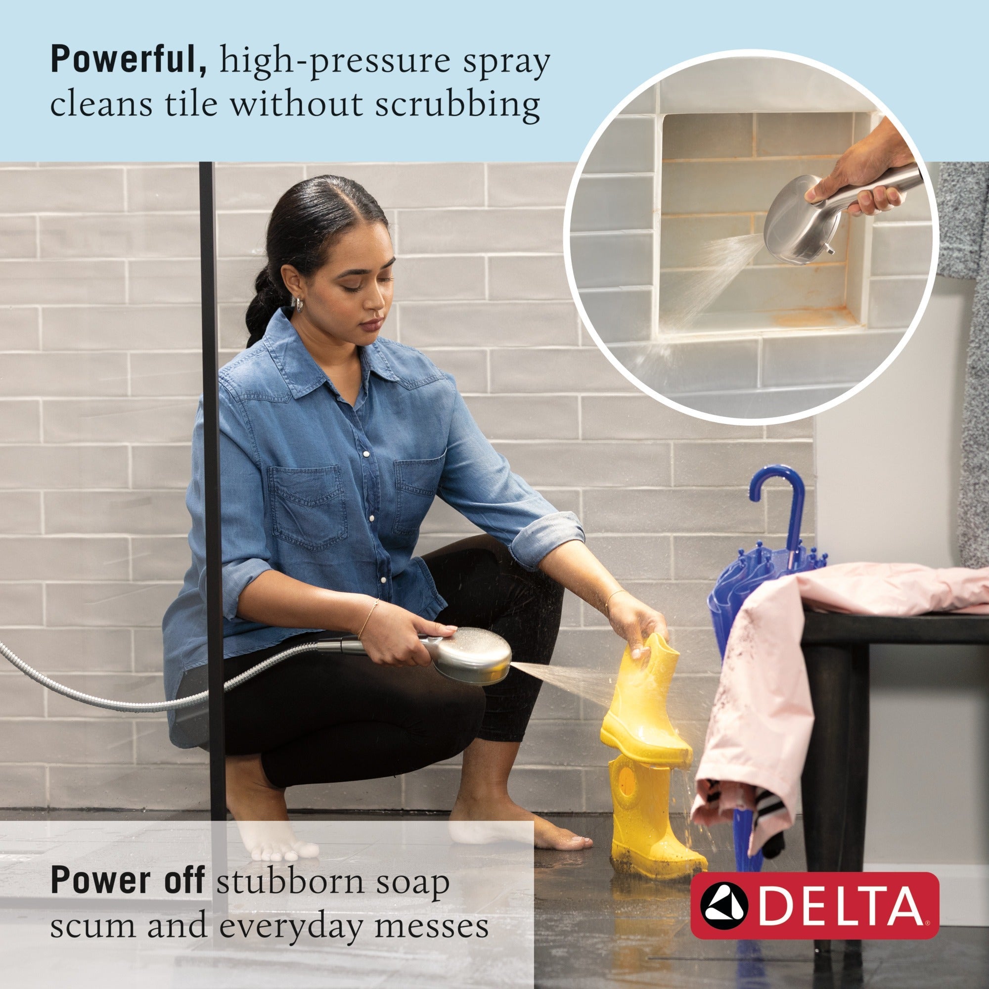 Delta Universal Showering Components 7-Setting Wall Mount Hand Shower with Cleaning Spray