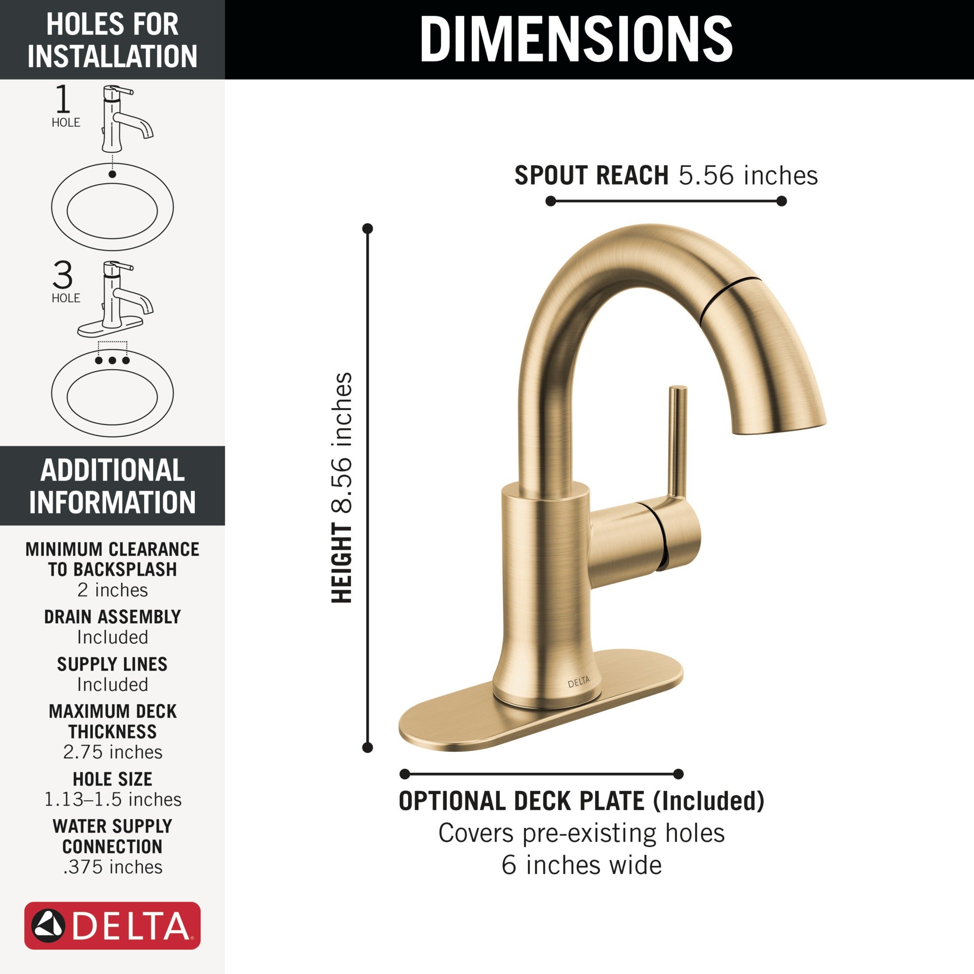 Delta Trinsic® Single Handle Pull Down Bathroom Faucet