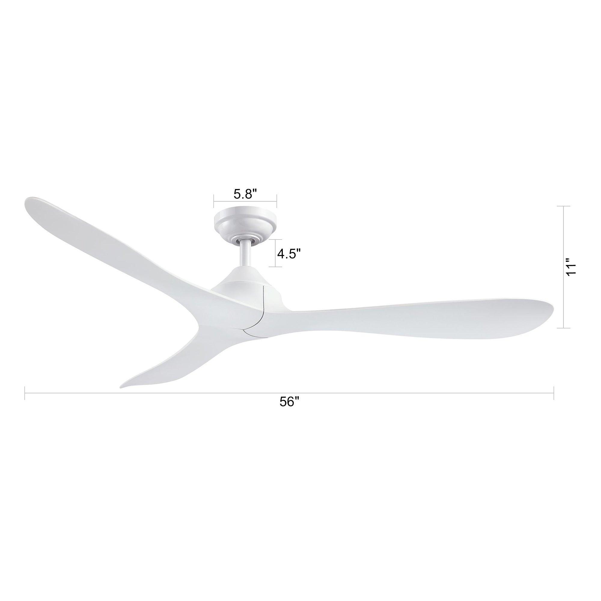56" Modern DC Motor Downrod Mount Reversible Ceiling Fan With Remote Control