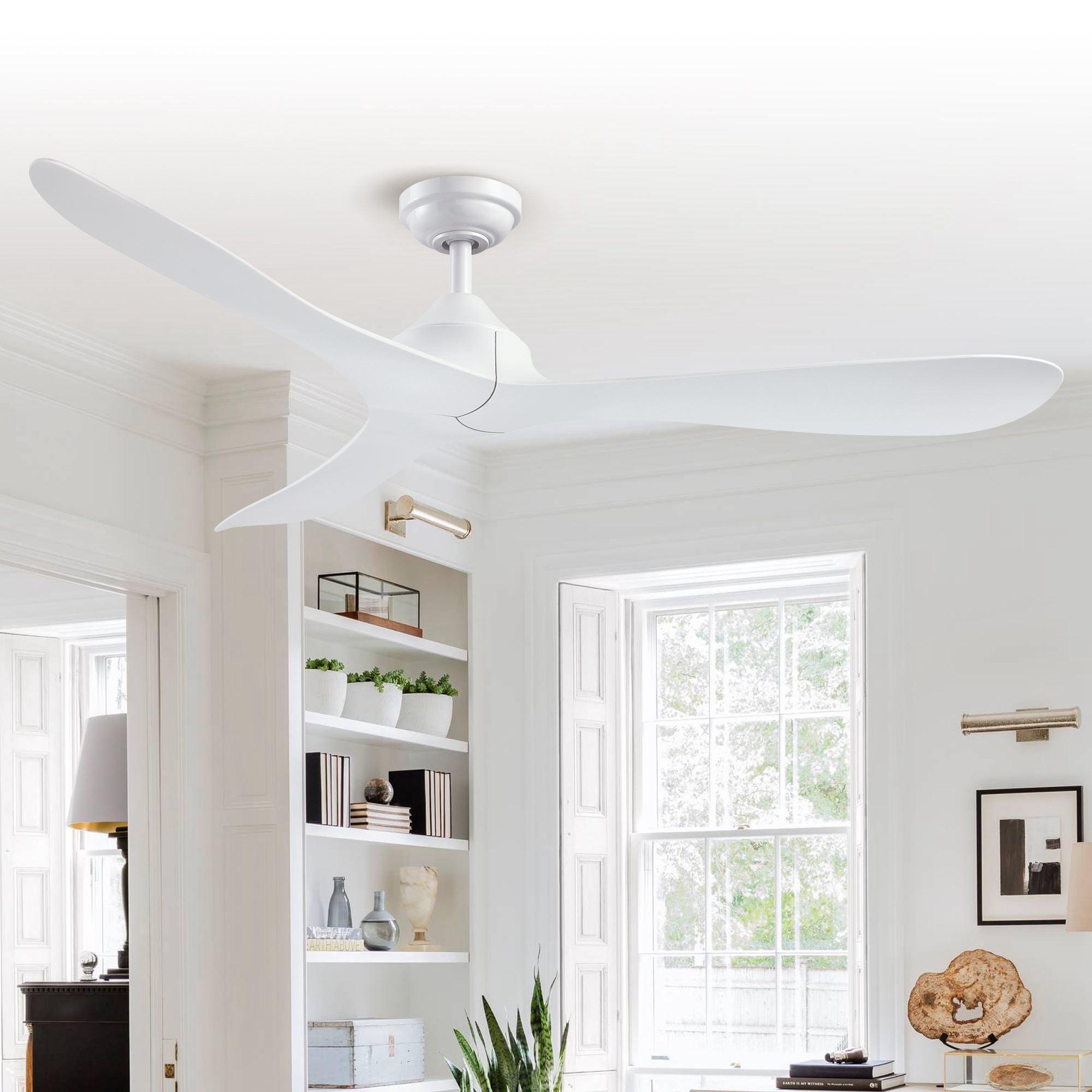 56" Modern DC Motor Downrod Mount Reversible Ceiling Fan With Remote Control