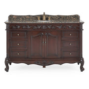 Chans Furniture CF-3882SB-TK-56 56" Traditional Style Brown Beckham Bathroom Sink Vanity With Baltic Brown Top
