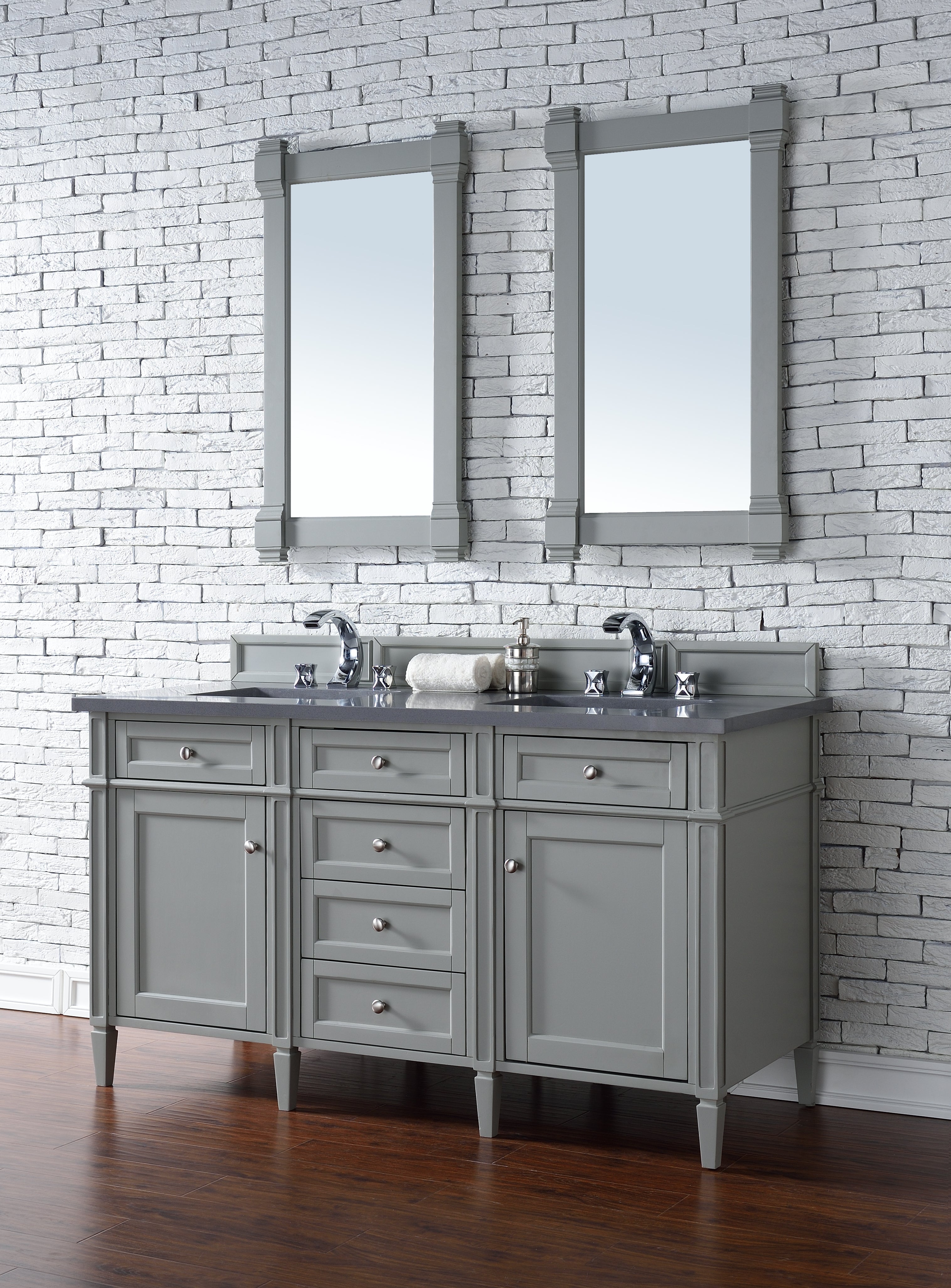 James Martin Brittany 60" Double Vanity in Urban Gray with 3cm Countertop