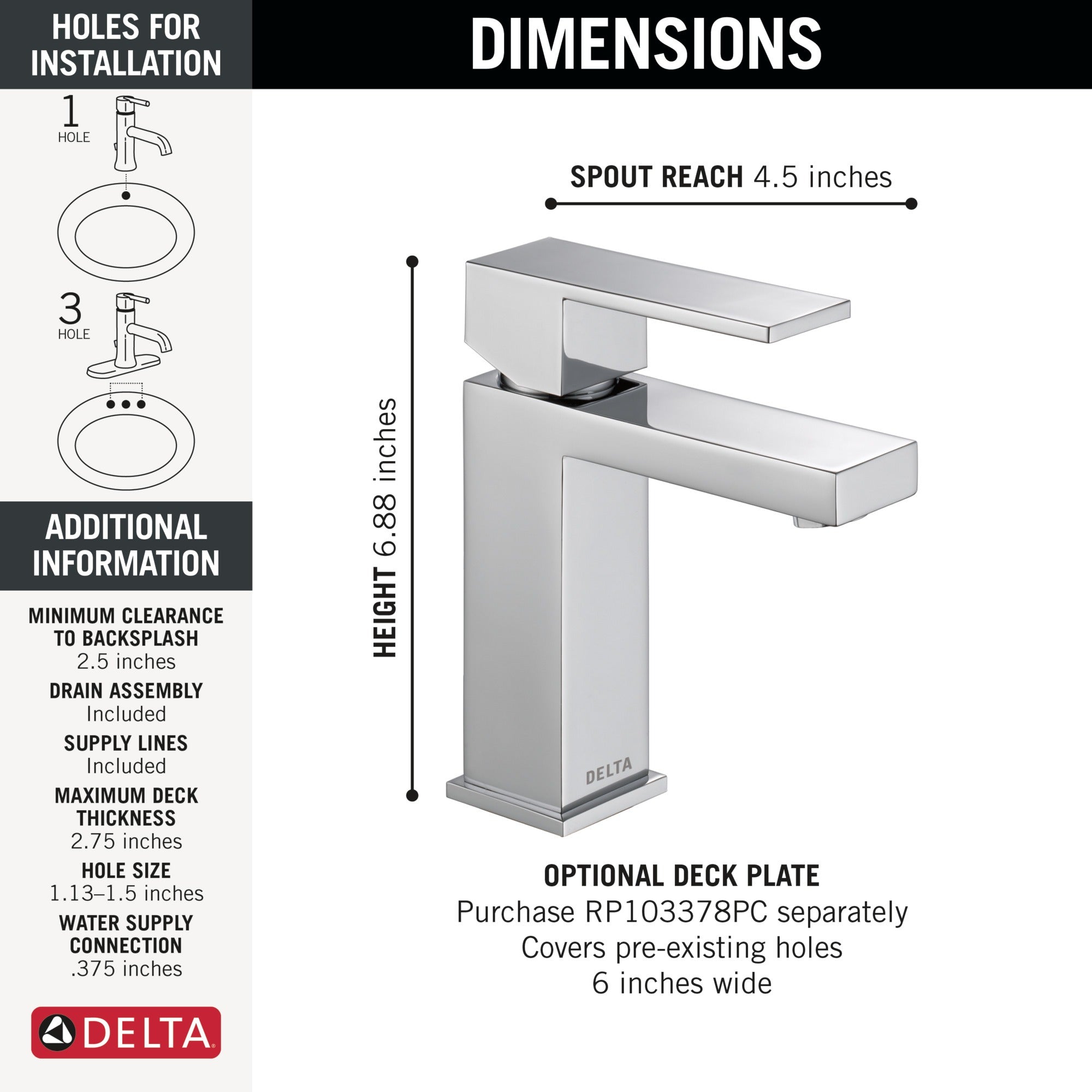 Delta Modern Single Handle Project Pack Faucet- Low Flow