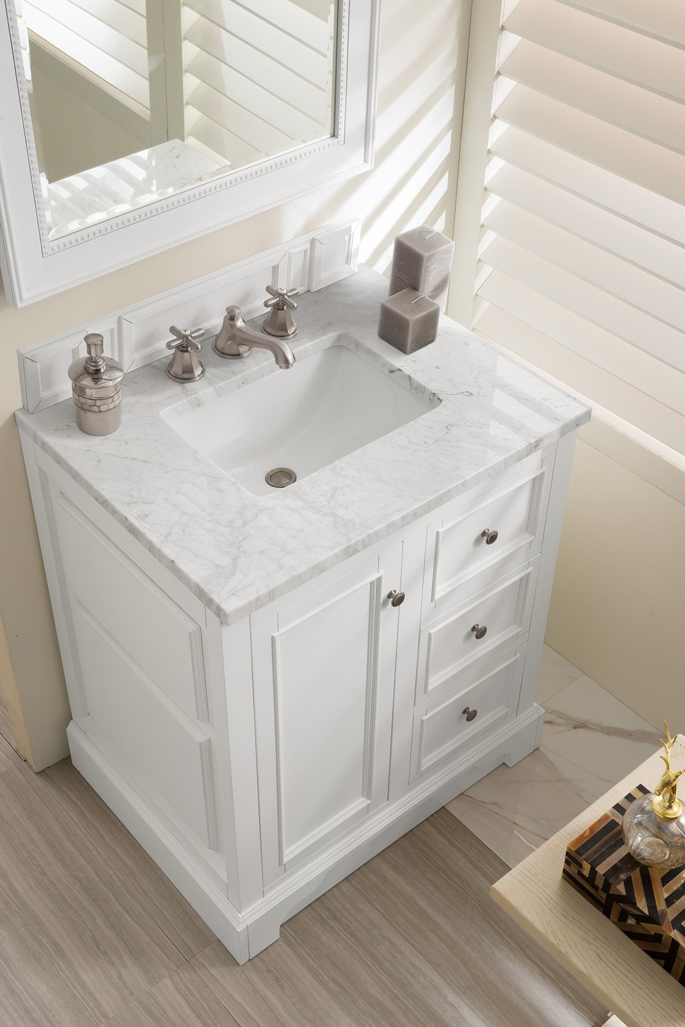James Martin De Soto 30" Single Vanity in Bright White with 3cm Countertop