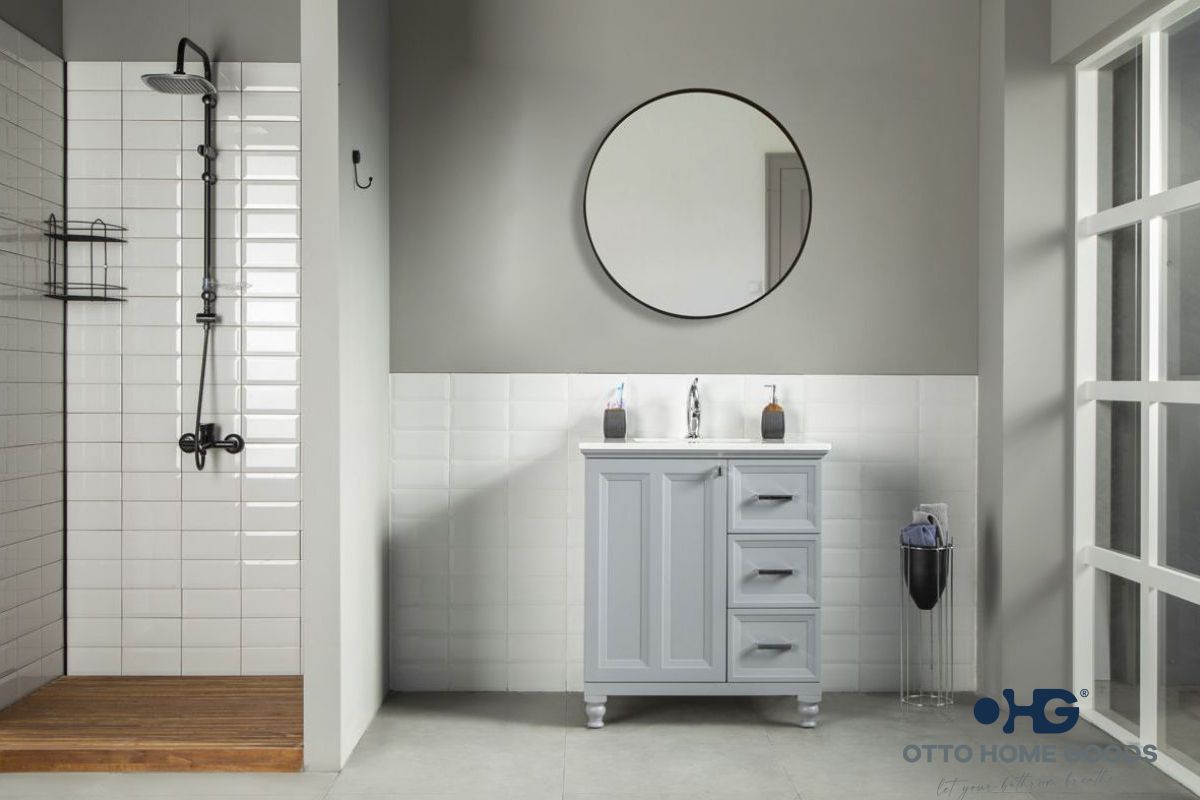 Isabel 30" Gray Bathroom Cabinet