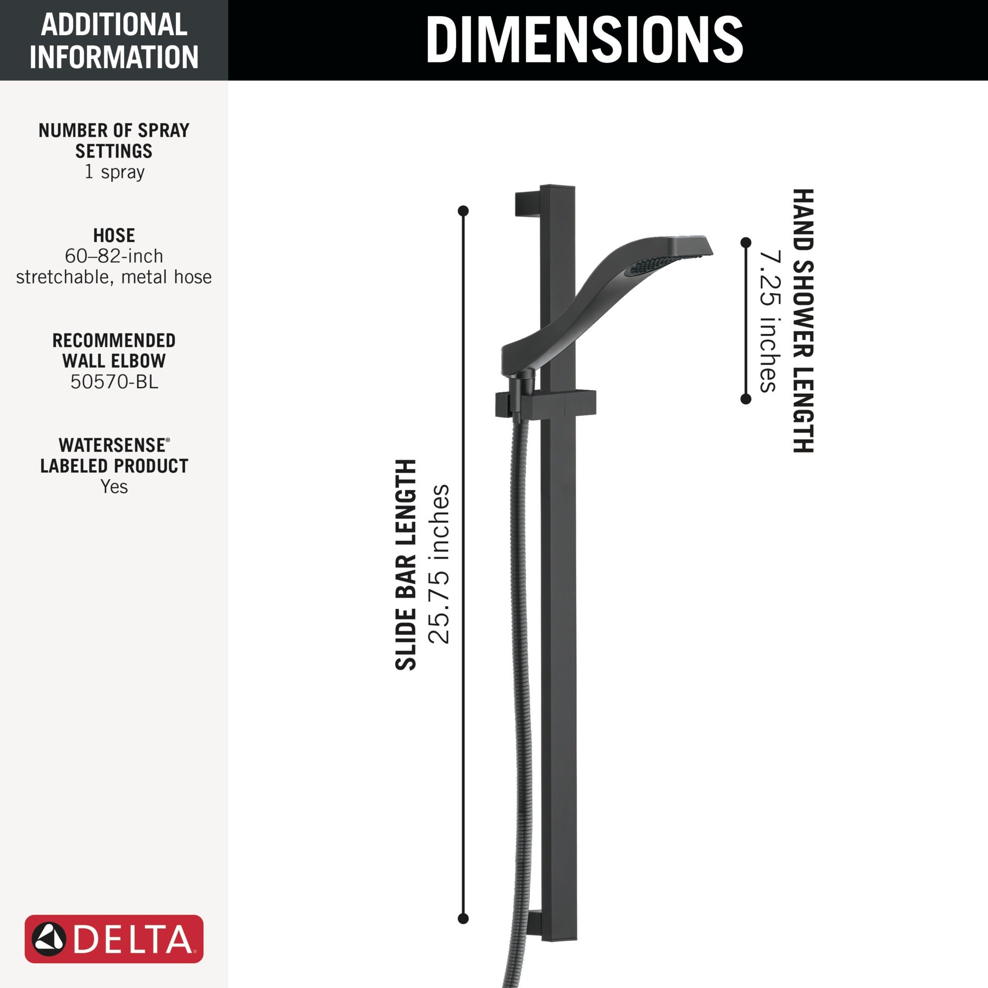 Delta Dryden™ Premium Single-Setting Slide Bar Hand Shower