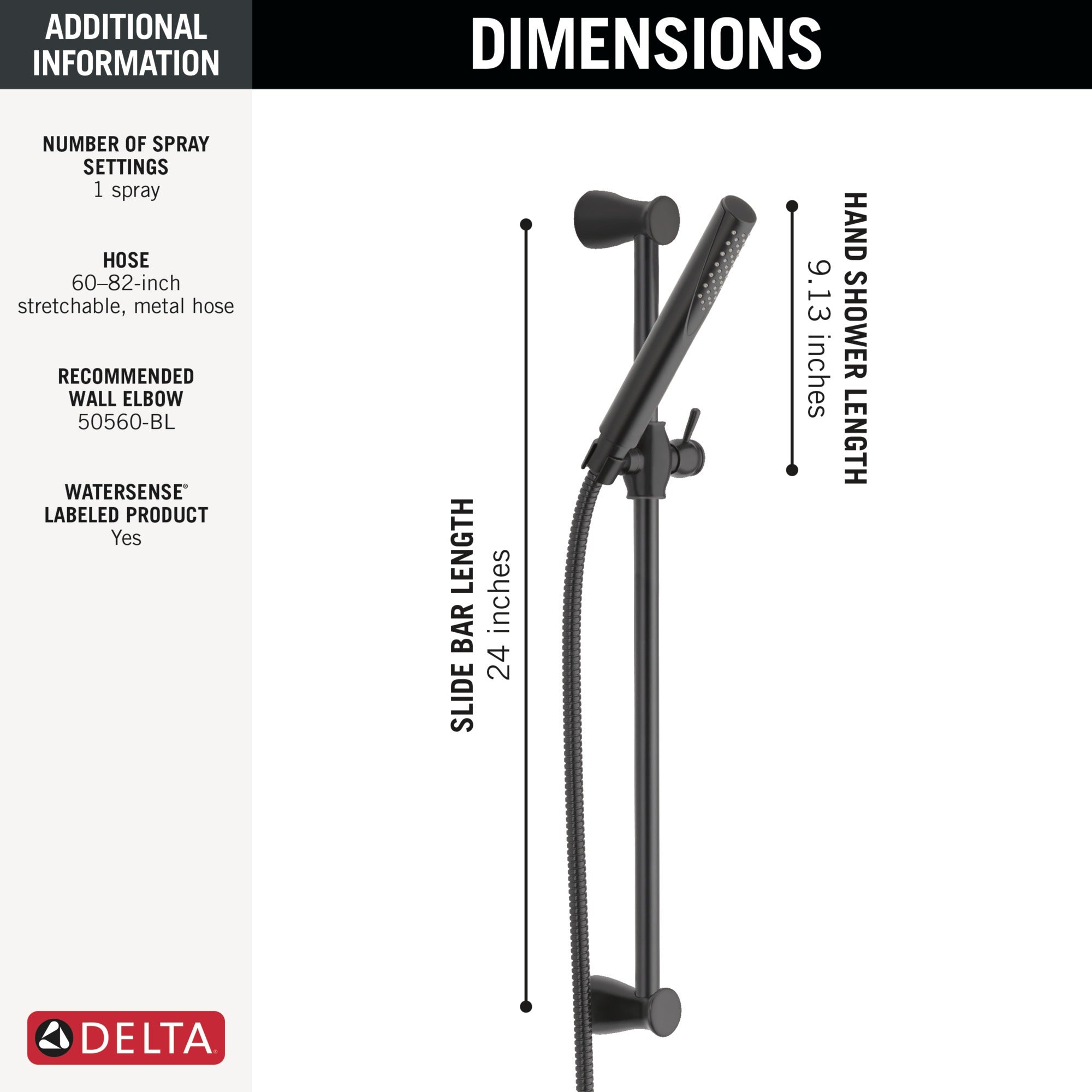Delta Grail® Premium Single-Setting Slide Bar Hand Shower