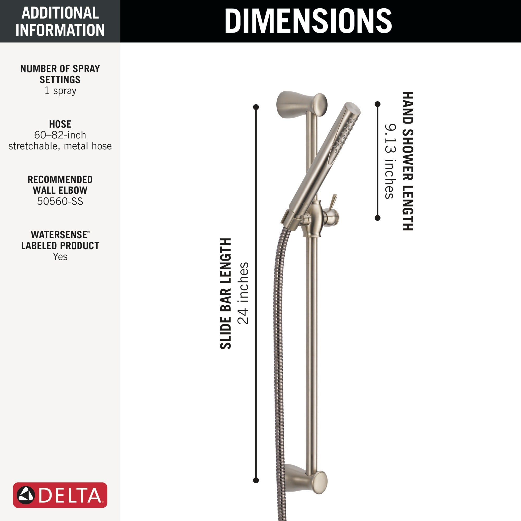 Delta Grail® Premium Single-Setting Slide Bar Hand Shower