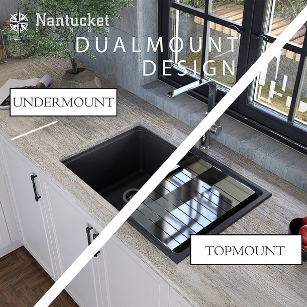 Nantucket 30" Dualmount Granite Composite Prep-Station with Side Set Drain