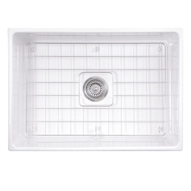 Nantucket 27" Farmhouse Fireclay Sink with Drain and Grid