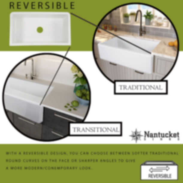 Nantucket 33" Italian Farmhouse Fireclay Sink Harwich-33