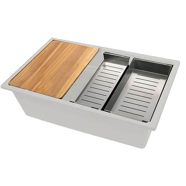 Nantucket 30" Dualmount Granite Composite Prep-Station with Side Set Drain