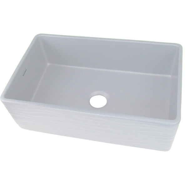 Nantucket 33" Farmhouse Fireclay Sink with Waves Apron