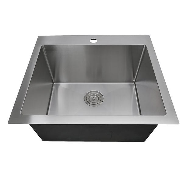 25" Pro Series Rectangle Single Bowl Dualmount Small Radius Corners Stainless Steel Kitchen Sink