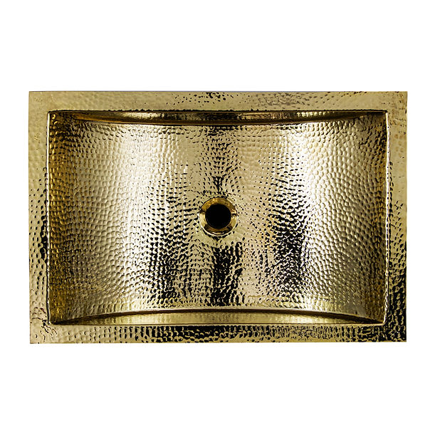 Nantucket TRB2416-OF - 23.5" X 15.5" Hand Hammered Brass Rectangle Undermount Bathroom Sink with Overflow