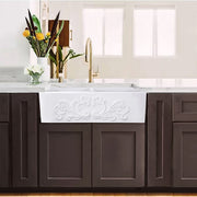 Nantucket Double Bowl Farmhouse Fireclay Sink with Filigree Apron