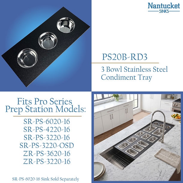 Nantucket -Prep Station 3 Piece Round Condiment Server