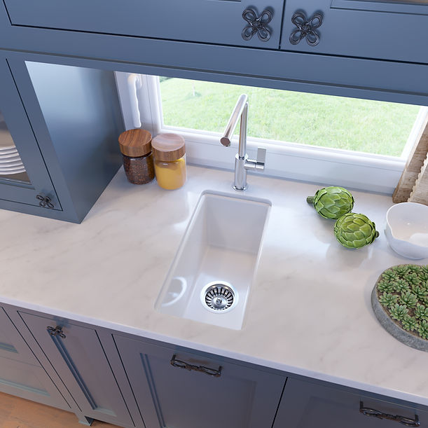 Nantucket Cape189 Single Bowl Dualmount Fireclay Bar-Prep Sink White