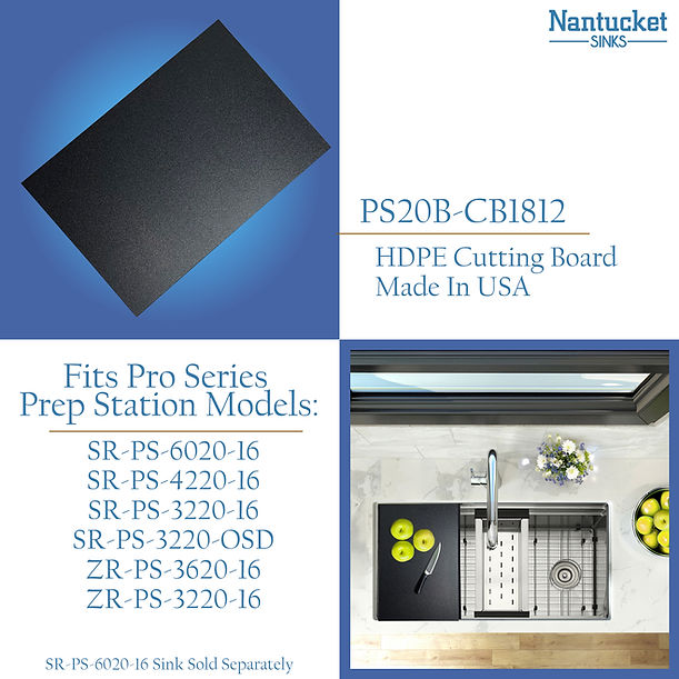 Nantucket - Black HDPE Cutting Boards Designed To Work With ZR/SR-PS-3220,SR/ZR-PS-3620, SR-PS-6020 Model Sinks