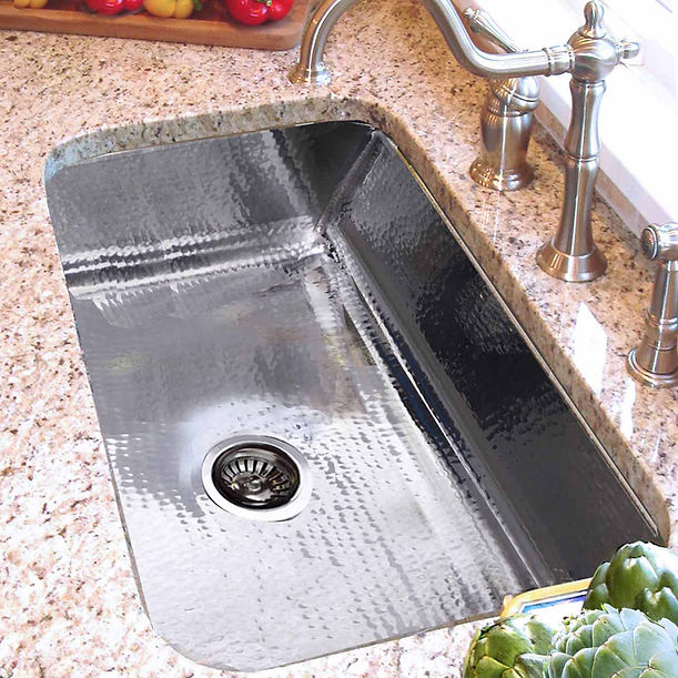 Nantucket Brightwork Collection 16 Gauge Hammered Stainless Steel Large Single Bowl Sink