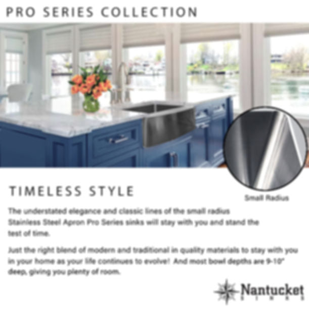 Nantucket Apron2420SR-16 - 24" Pro Series Single Bowl Farmhouse Apron Front Stainless Steel Kitchen Sink