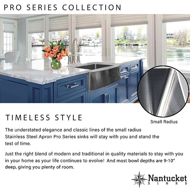 Nantucket 33" Double Bowl Farmhouse Apron Front Stainless Steel Kitchen Sink