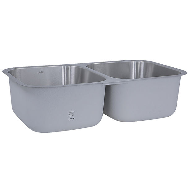 Nantucket 32.5" Double Bowl Equal Undermount Stainless Steel Kitchen Sink, 16 Gauge