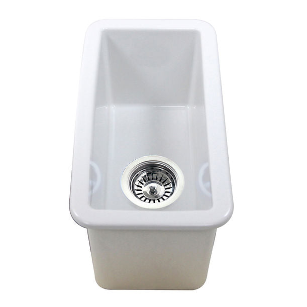 Nantucket Cape189 Single Bowl Dualmount Fireclay Bar-Prep Sink White