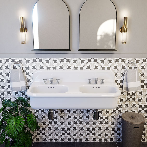 Nantucket Fireclay 30s Style Double Bowl Sink with White Bowls