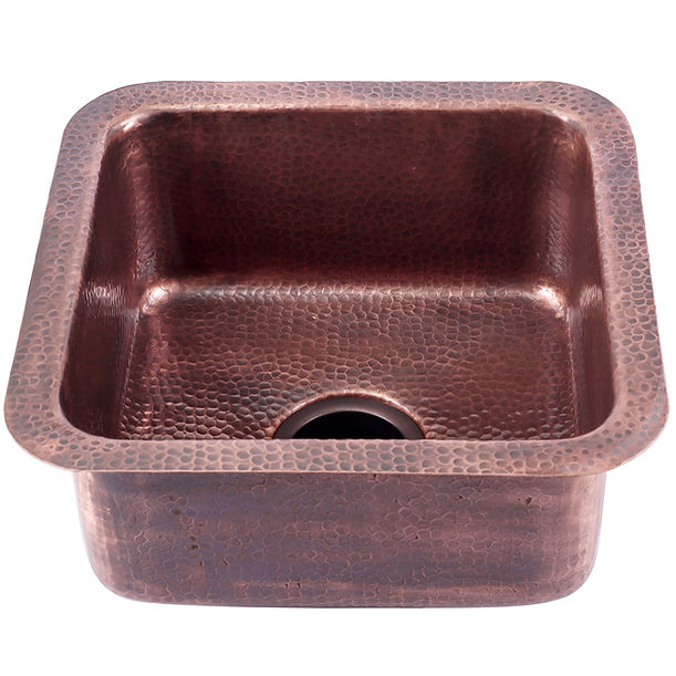 Nantucket SQRC-OF - 16.25" Hand Hammered Copper Square Undermount Bathroom Sink