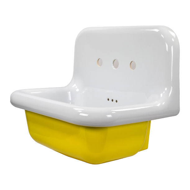 Nantucket Fireclay 30s Style Sink in white with a Yellow Bottom