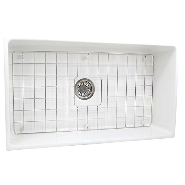 Nantucket T-FCFS33 33" Farmhouse Fireclay Sink with Drain and Grid