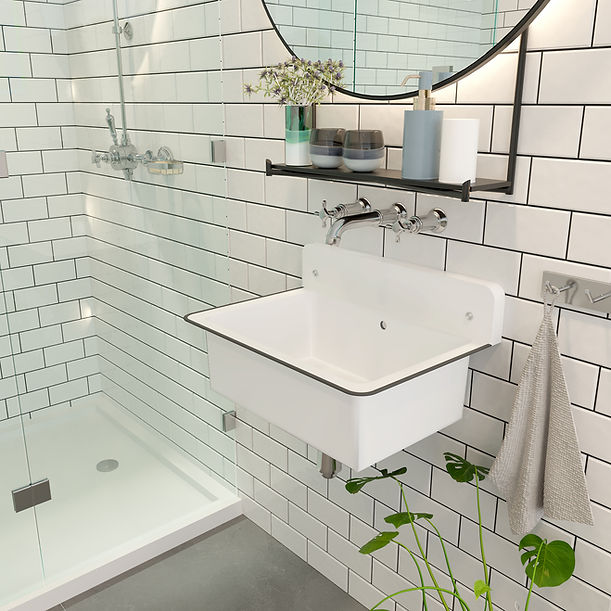 wallmount bucket sink Overflow