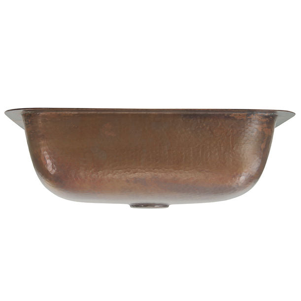 Nantucket REHC - 17" X 14" Hammered Copper Rectangle Undermount Bathroom Sink, 1.5" Drain